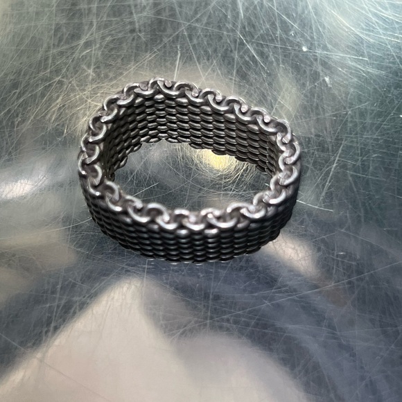 Tiffany and Co Sterling Silver Mesh Ring Size 8 - Picture 2 of 4